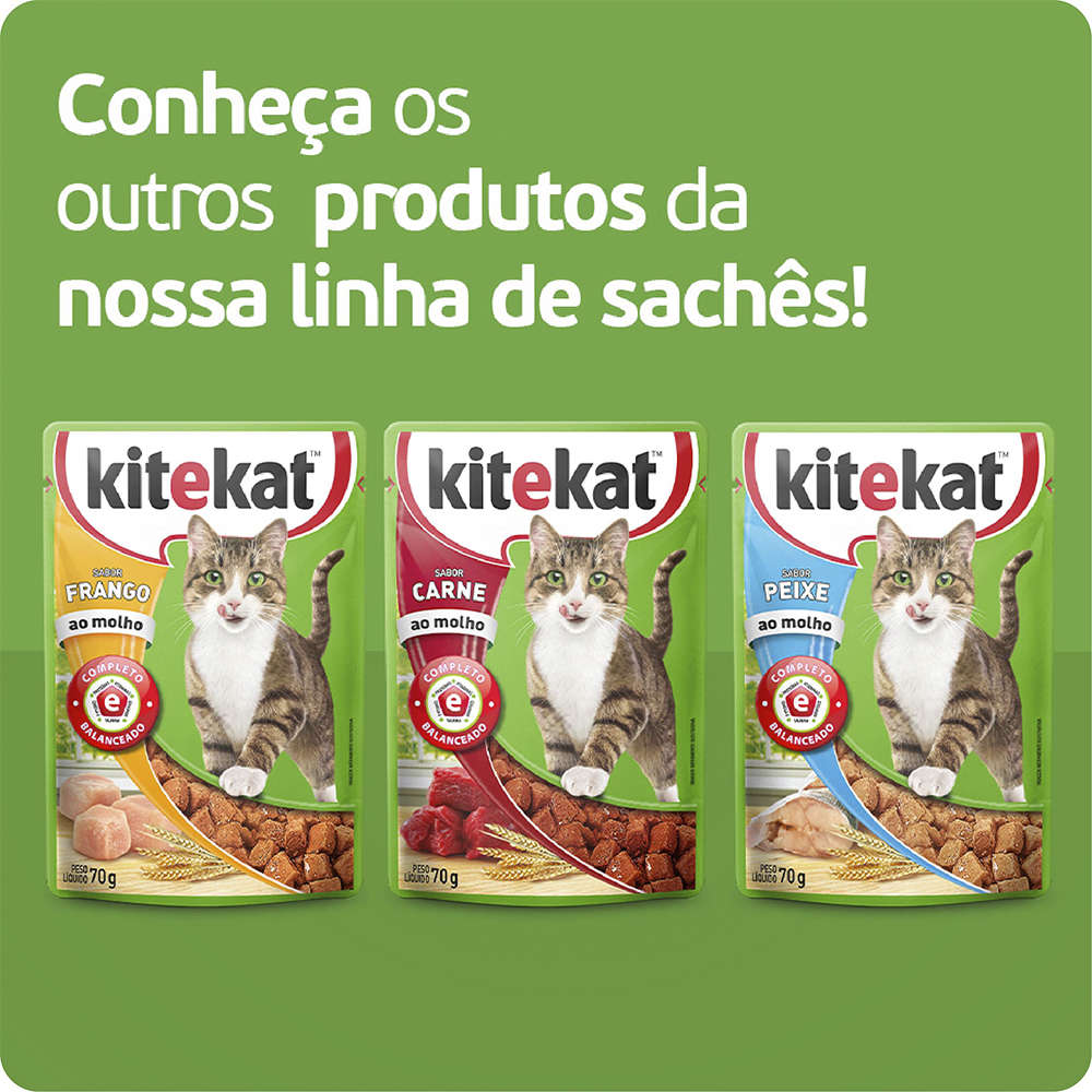 Ração Kitekat Sachê Carne para Gatos Adultos - 70 g