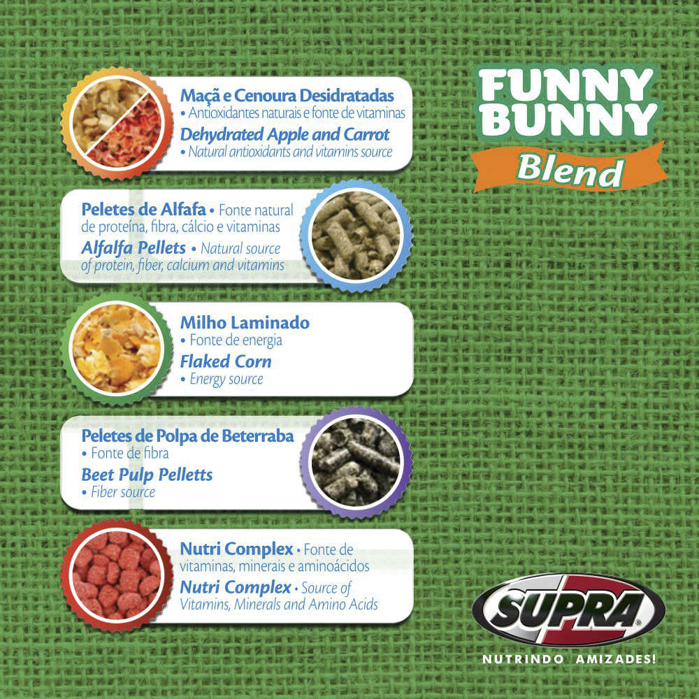 Ração Supra Funny Bunny Blend Coelhos e Pequenos Roedores - 500 g