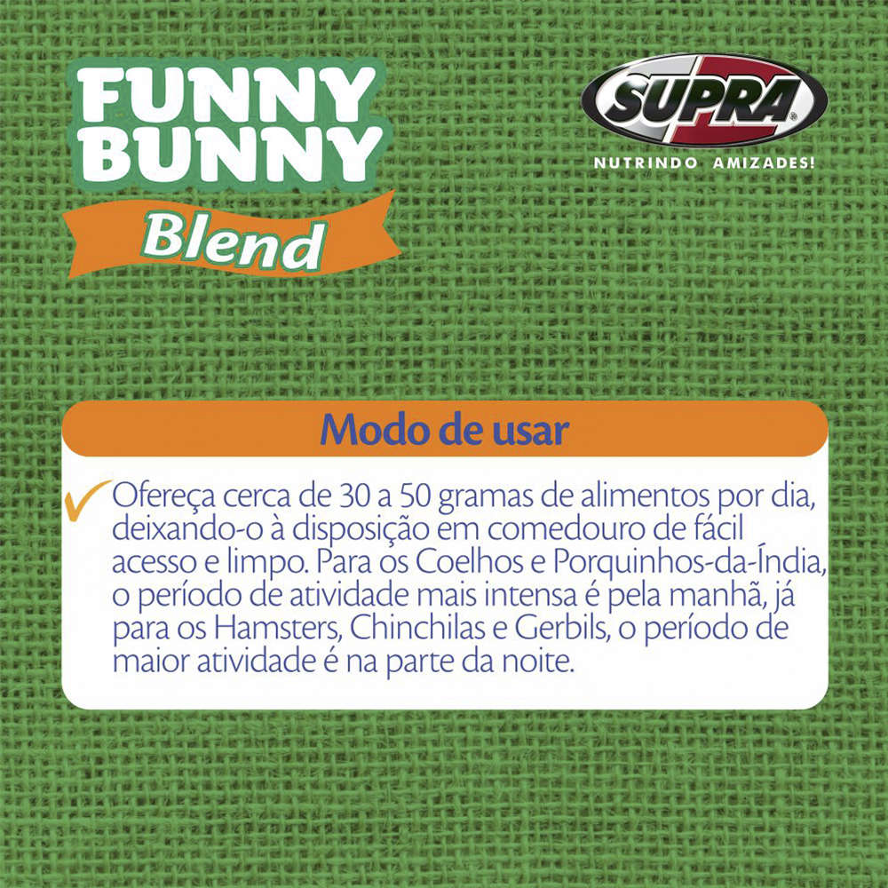 Ração Supra Funny Bunny Blend Coelhos e Pequenos Roedores - 500 g