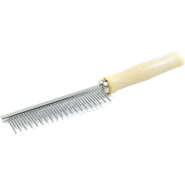 Pente em Aço The Pets Brasil com 20/20 Dentes Longo/Curto e Cabo de Madeira - Tam. Único