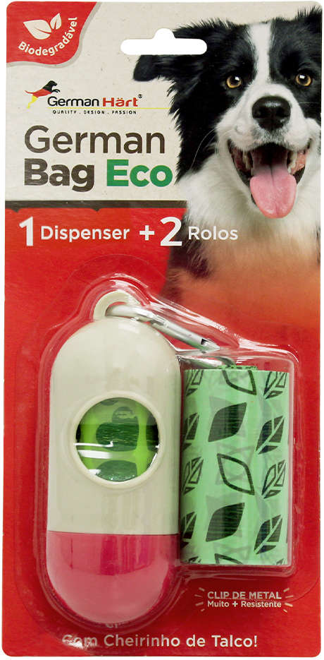 Kit Saquinhos Higienicos Cata-Caca com Dispenser GermanHart Eco Folhas - Tam. Único