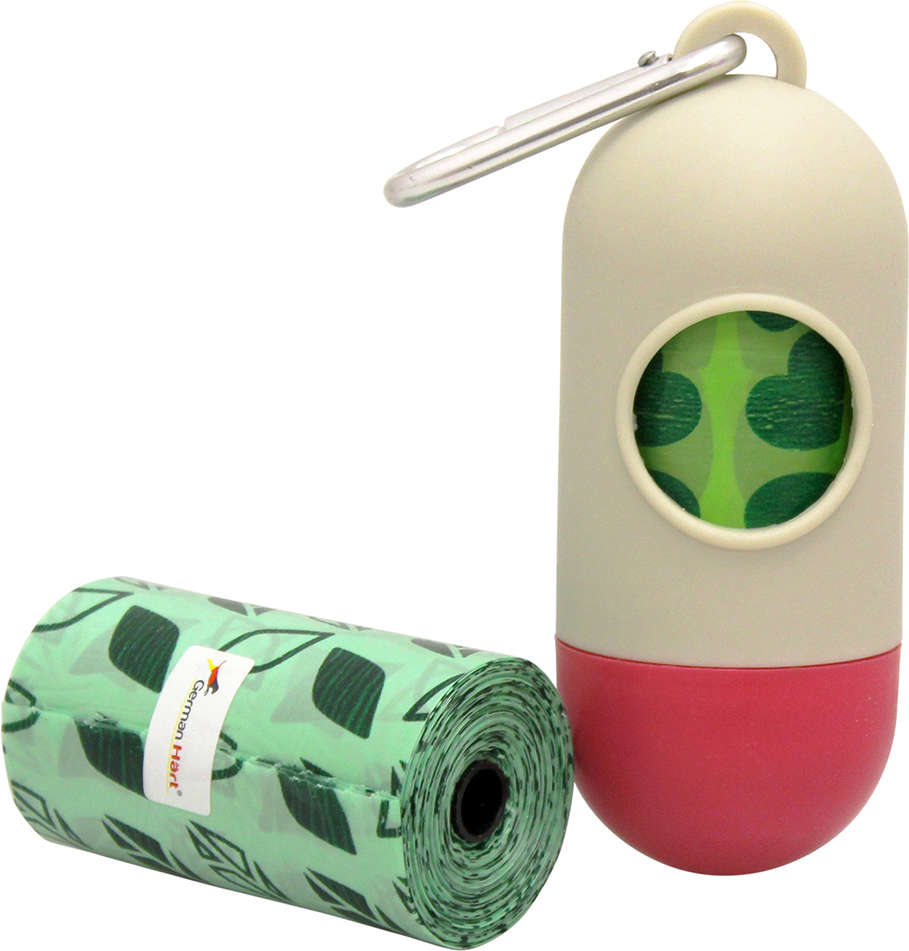 Kit Saquinhos Higienicos Cata-Caca com Dispenser GermanHart Eco Folhas - Tam. Único