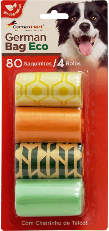 Refil Saquinhos Higienicos Cata-Caca GermanHart Biodegradável e Ecológico Colmeia - 4 Unidades