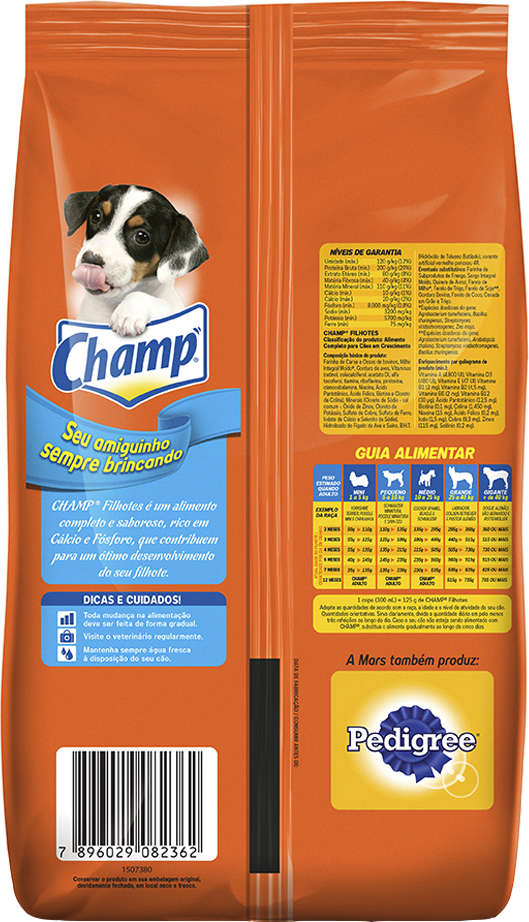 Ração Champ Carne e Cereal Para Cães Filhotes - 900 g