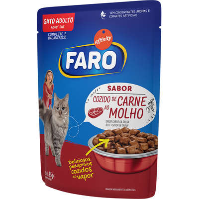 Ração Úmida Affinity Faro Cozido de Carne ao Molho para Gatos Adultos