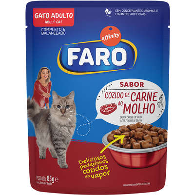 Ração Úmida Affinity Faro Cozido de Carne ao Molho para Gatos Adultos