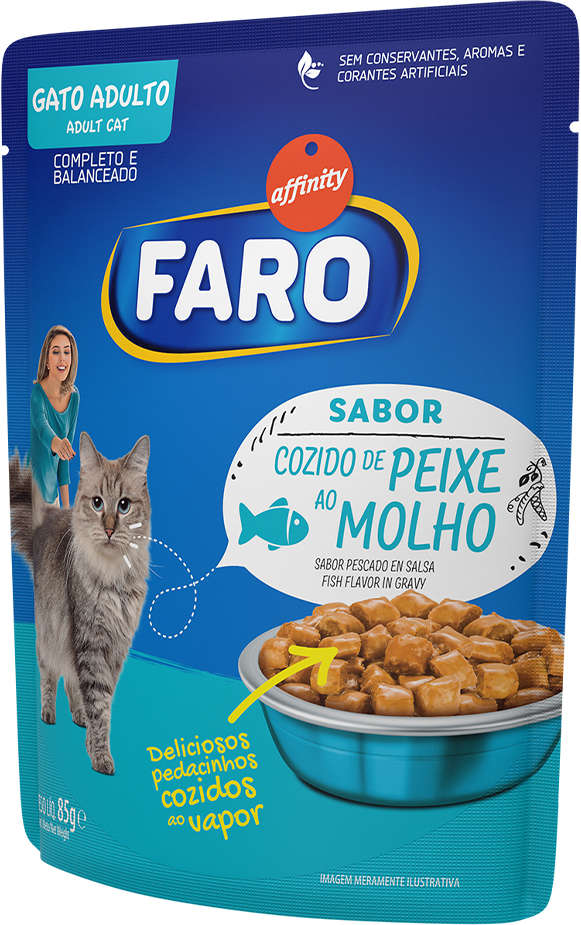 Ração Úmida Faro Cozido de Peixe ao Molho para Gatos Adultos - 85 g