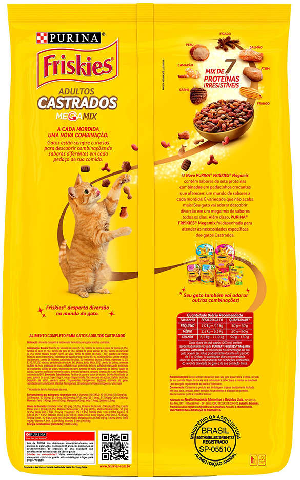 Ração Seca Nestlé Purina Friskies Megamix para Gatos Castrados - 10,1Kg