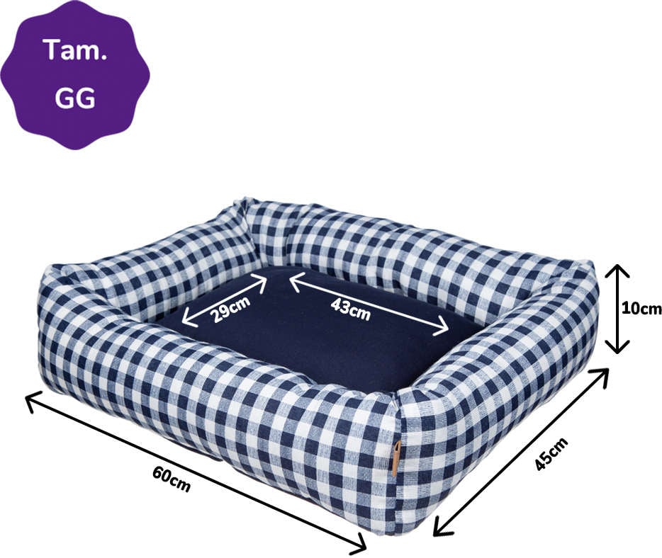 Cama Flex Fábrica Pet Xadrez Azul Marinho - Tam. GG