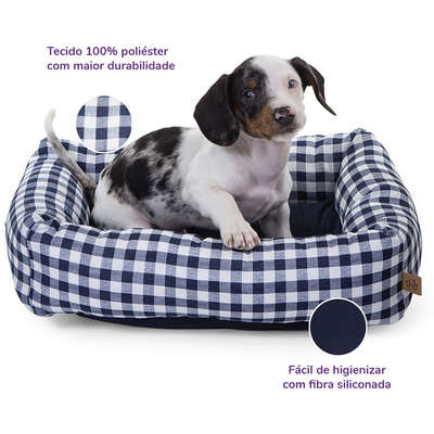 Cama Flex Fábrica Pet Xadrez - Azul Marinho