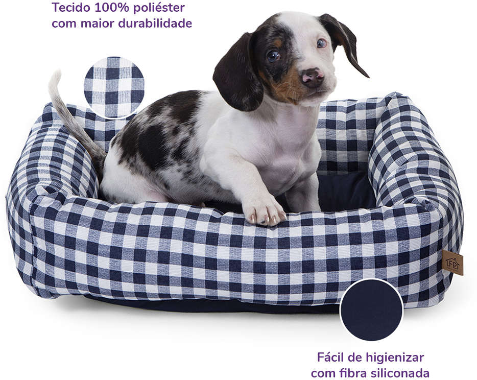 Cama Flex Fábrica Pet Xadrez Azul Marinho - Tam. GG