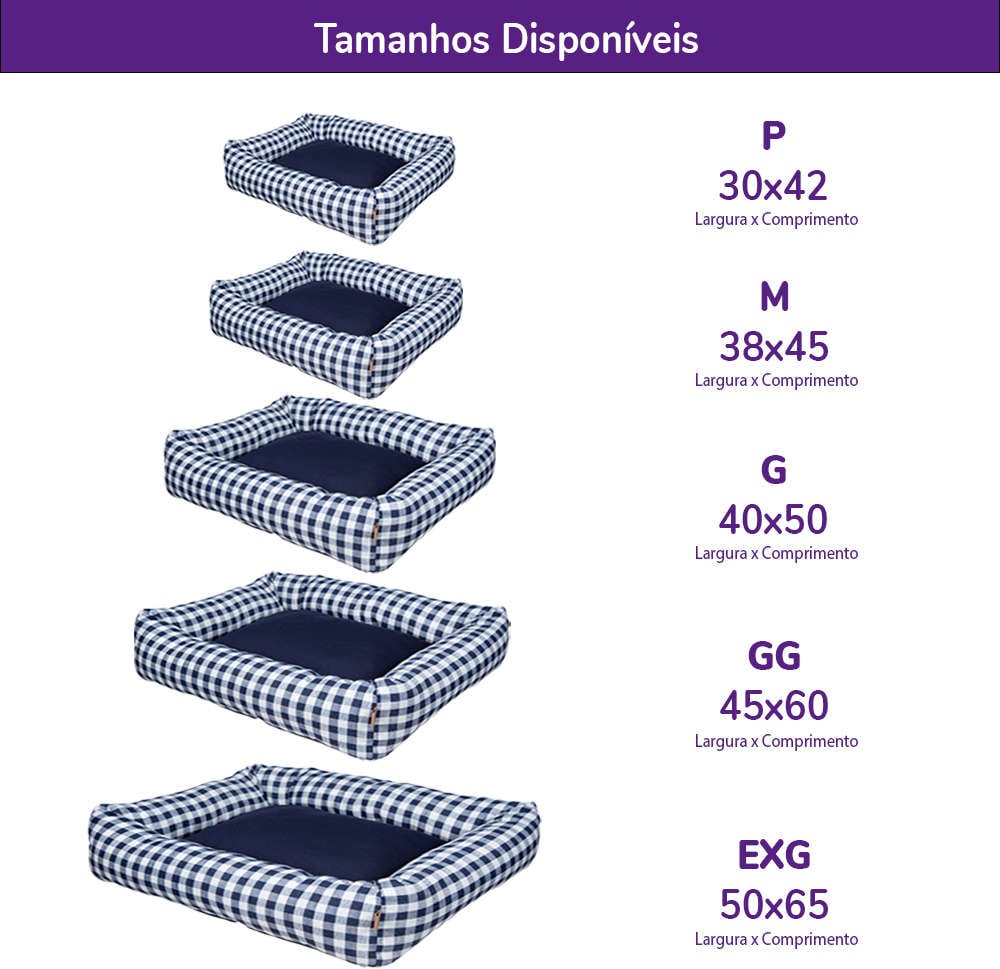 Cama Flex Fábrica Pet Xadrez Azul Marinho - Tam. GG