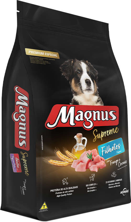 Ração Magnus Supreme Frango e Cereais para Cães Filhotes - 15Kg