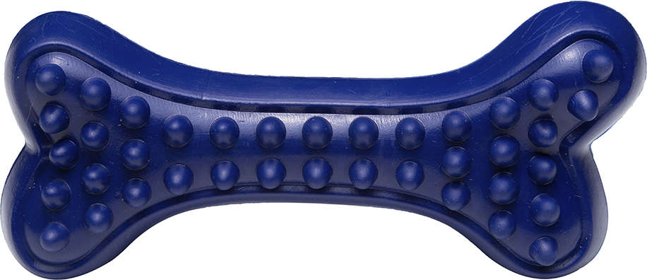 Brinquedo Osso com Relevo Azul Sabor Churrasco para Cães - Tam. Único