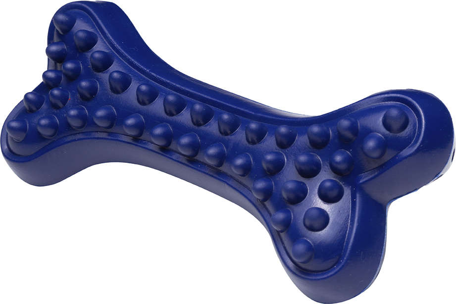 Brinquedo Osso com Relevo Azul Sabor Churrasco para Cães - Tam. Único
