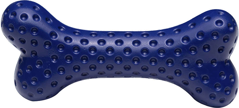 Brinquedo Osso com Relevo Azul Sabor Churrasco para Cães - Tam. Único