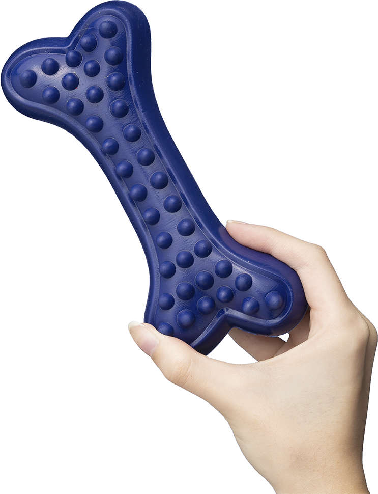 Brinquedo Osso com Relevo Azul Sabor Churrasco para Cães - Tam. Único