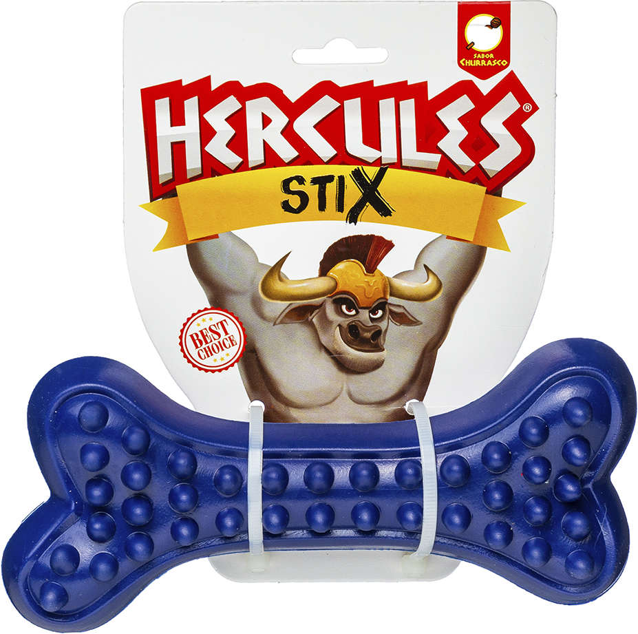 Brinquedo Osso com Relevo Azul Sabor Churrasco para Cães - Tam. Único