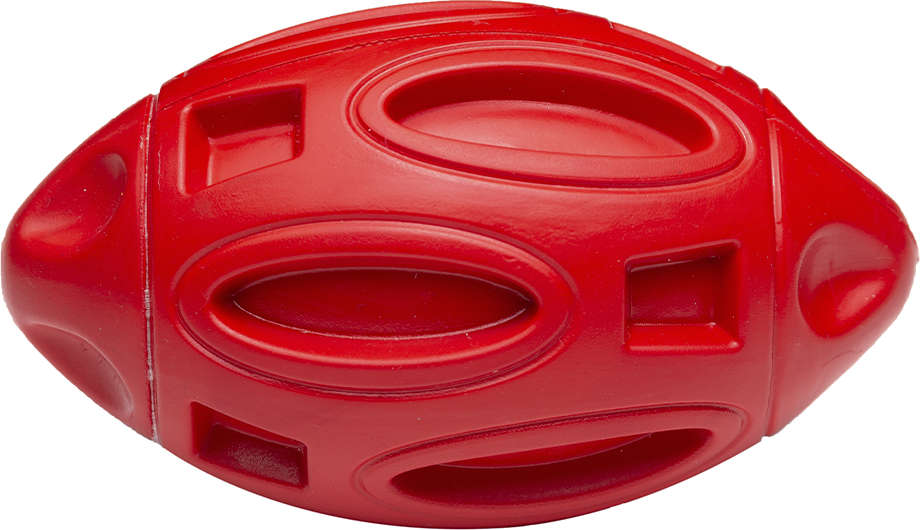 Brinquedo Bola de Rugby Vermelho Sabor Frango para Cães - Tam. Único