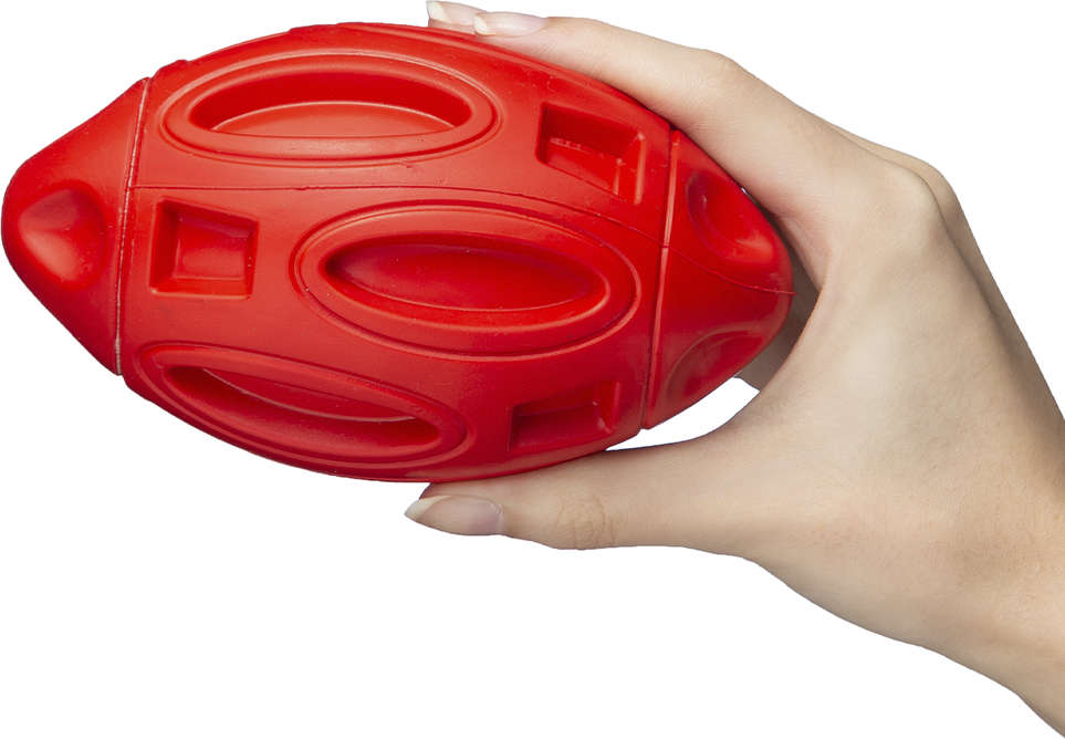 Brinquedo Bola de Rugby Vermelho Sabor Frango para Cães - Tam. Único