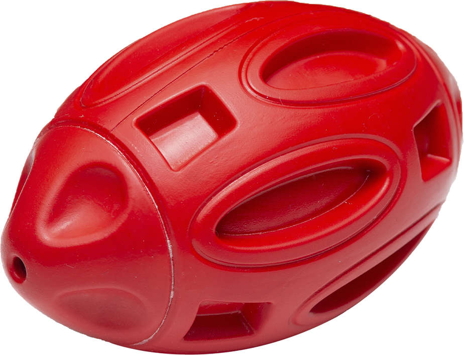 Brinquedo Bola de Rugby Vermelho Sabor Frango para Cães - Tam. Único