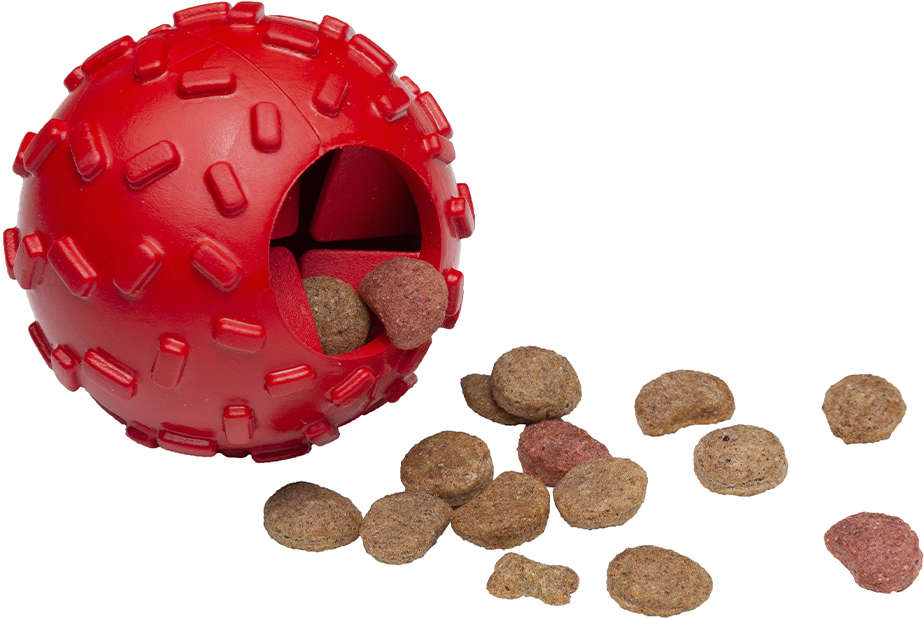 Brinquedo Bola com Dispenser de Ração Vermelho Sabor Bacon para Cães - Tam. Único