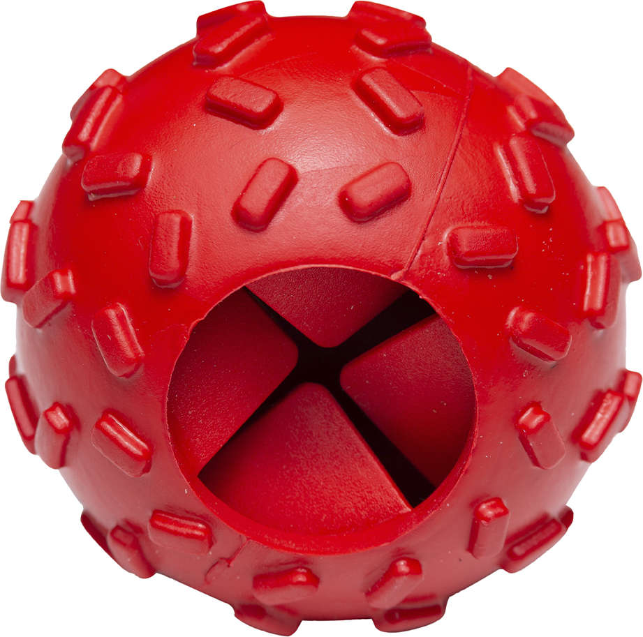 Brinquedo Bola com Dispenser de Ração Vermelho Sabor Bacon para Cães - Tam. Único