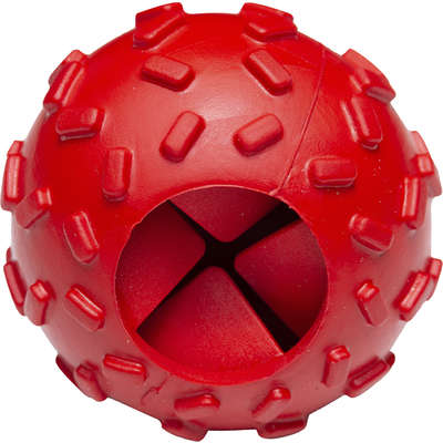 Brinquedo Bola com Dispenser de Ração Vermelho Sabor Bacon para Cães