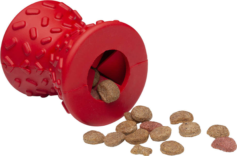 Brinquedo Ampulheta com Dispenser de Ração Vermelho Sabor Bacon para Cães - Tam. Único