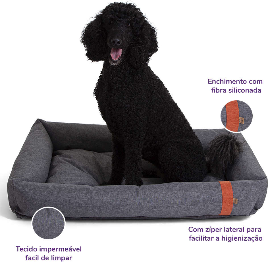 Cama Fábrica Pet Lona Cinza - Tam. G