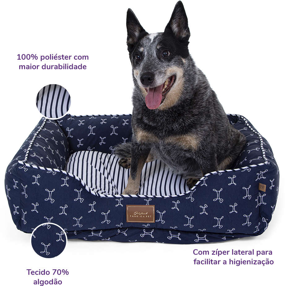 Cama Fabrica Pet Munique Azul Marinho - Tam. M