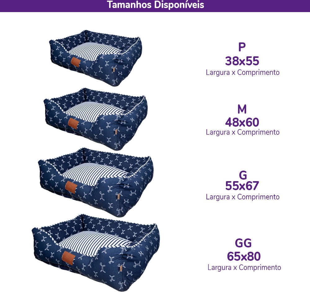 Cama Fabrica Pet Munique Azul Marinho - Tam. M