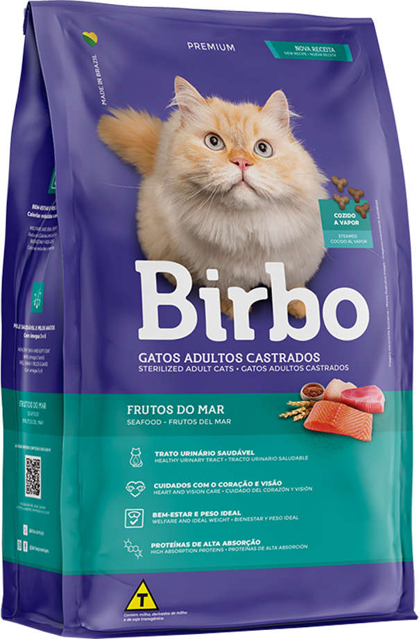 Ração Seca Birbo Frutos do Mar para Gatos Castrados - 15Kg