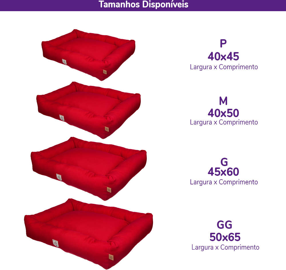 Cama Retangular Fábrica Pet Vermelha - Tam. G