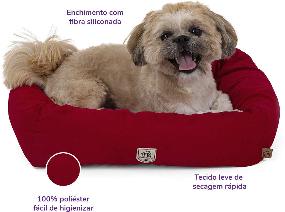Cama Retangular Fábrica Pet Vermelha - Tam. G