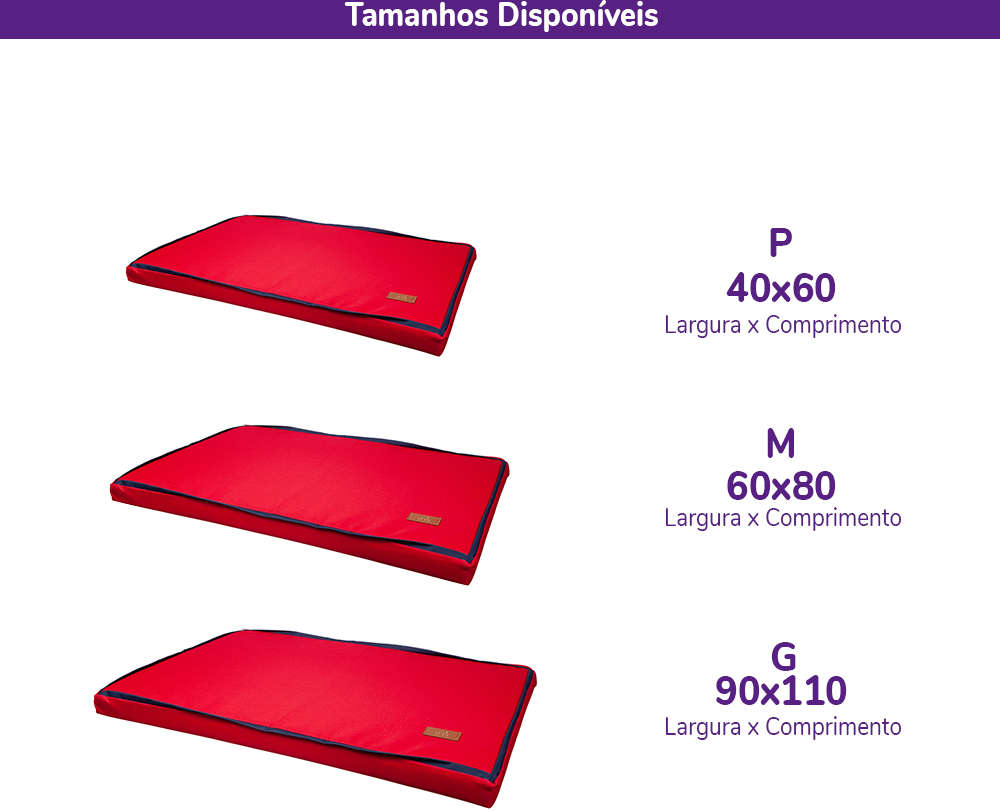 Colchonete Fábrica Pet Impermeável 5 cm Vermelho - Tam. P