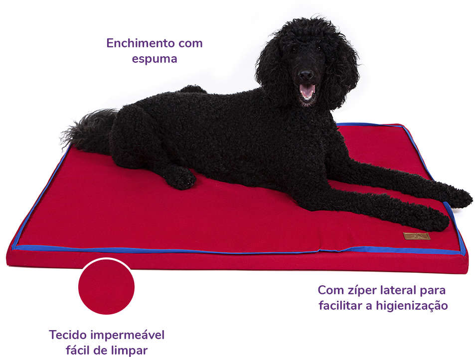 Colchonete Fábrica Pet Impermeável 5 cm Vermelho - Tam. P