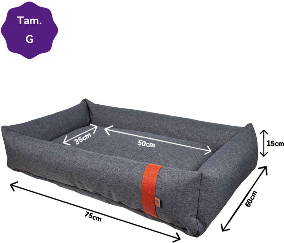 Cama Fábrica Pet Lona Cinza - Tam. G