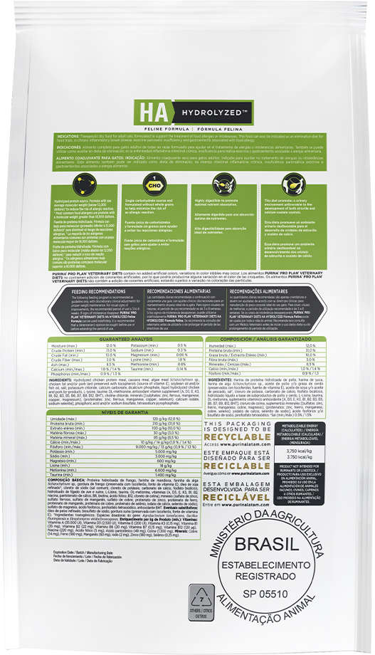 Ração Seca Nestlé Purina Pro Plan Veterinary Diets HA Hydrolyzed para Gatos - 1,5Kg