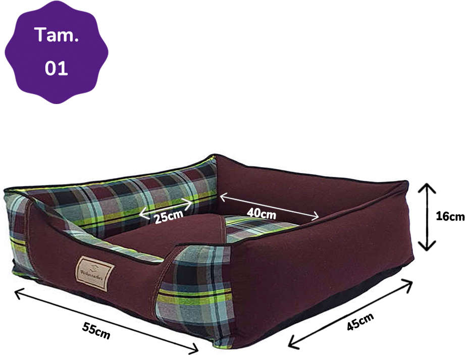 Cama Reciclato Scot Xadrez Vinho - Tam. 01