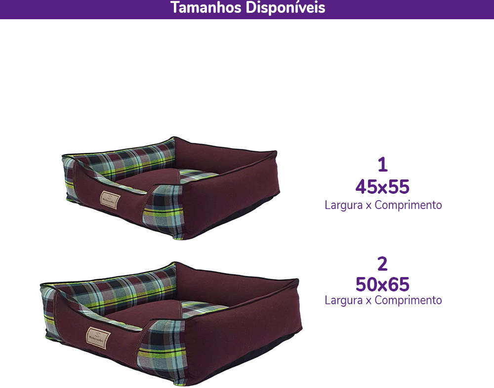 Cama Reciclato Scot Xadrez Vinho - Tam. 01
