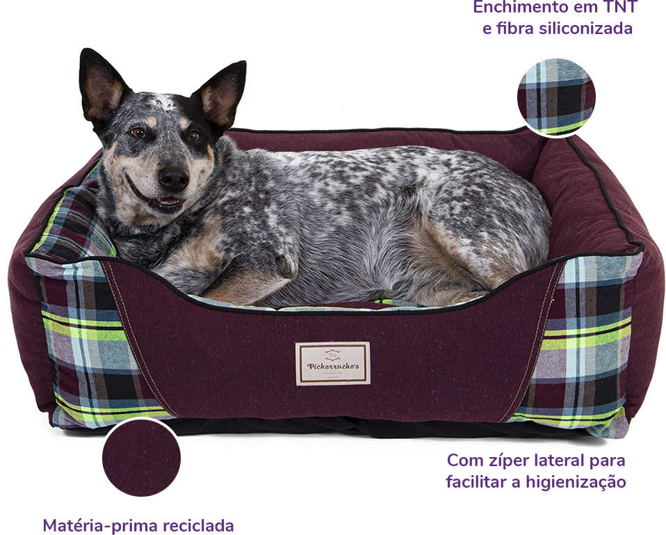 Cama Reciclato Scot Xadrez Vinho - Tam. 01