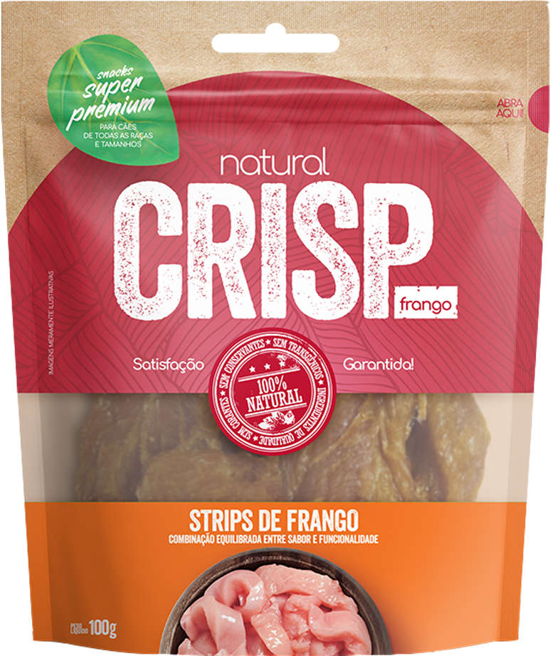 Petisco Natural Crisp para Cães Sabor Strips de Frango - 100g