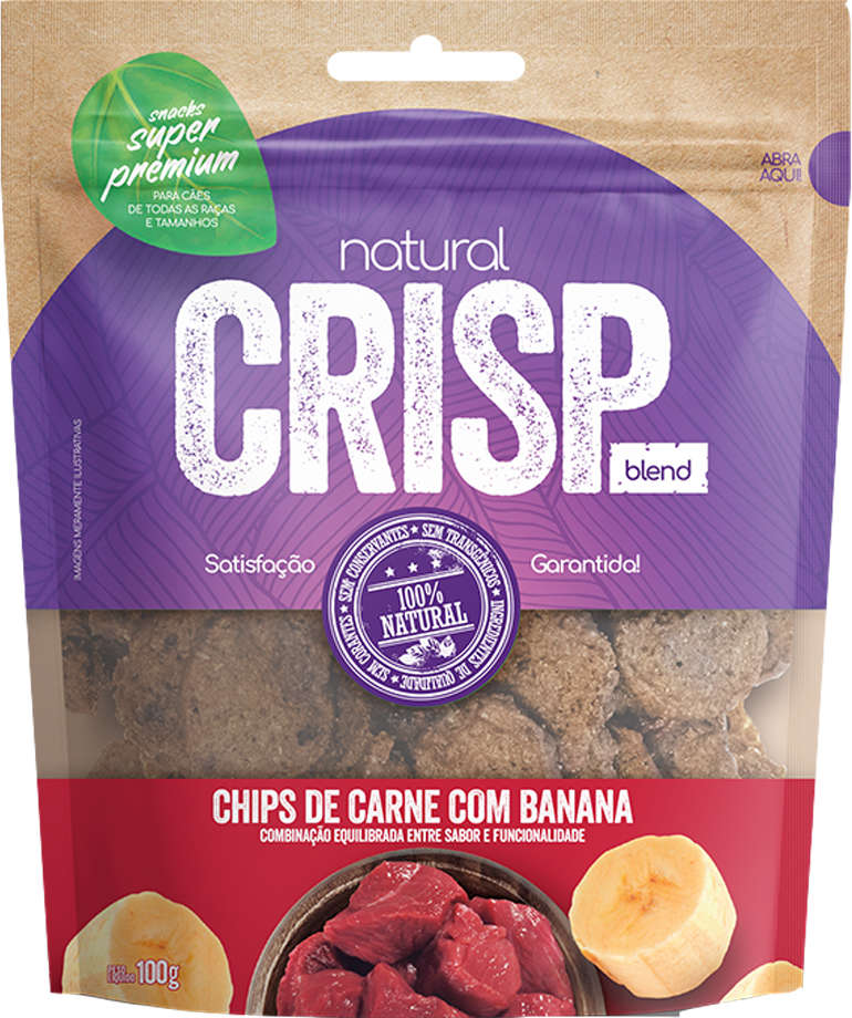 Petisco Natural Crisp para Cães Adultos Porte Grande Sabor Banana e Carne - 100g