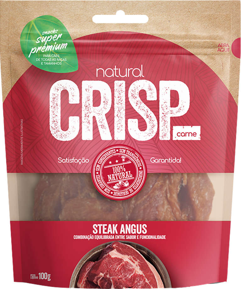 Petisco Natural Crisp para Cães Sabor Carne Steak Angus - 100g