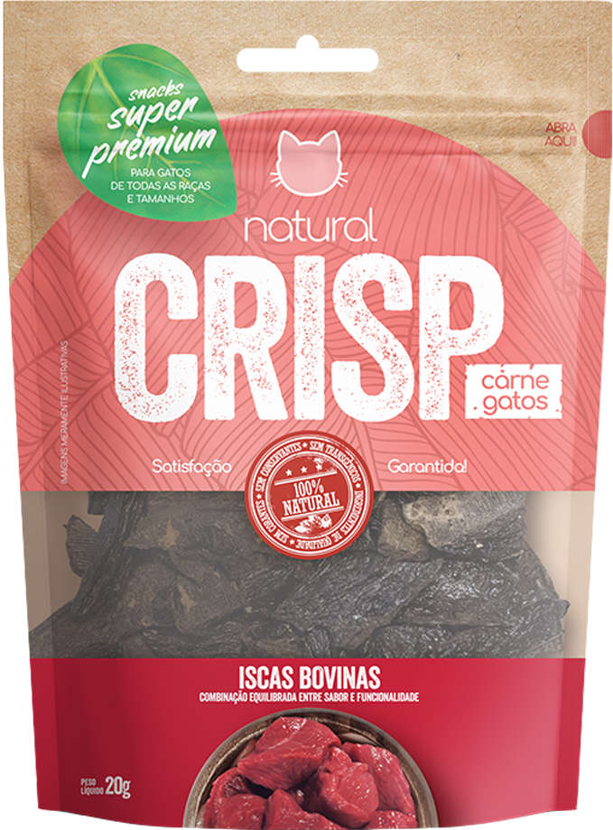 Petisco Natural Crisp para Gatos Sabor Isca bovina - 20g