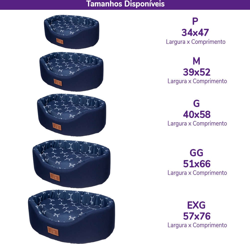 Cama Europa Paris Fábrica Pet Azul Marinho - Tam. M