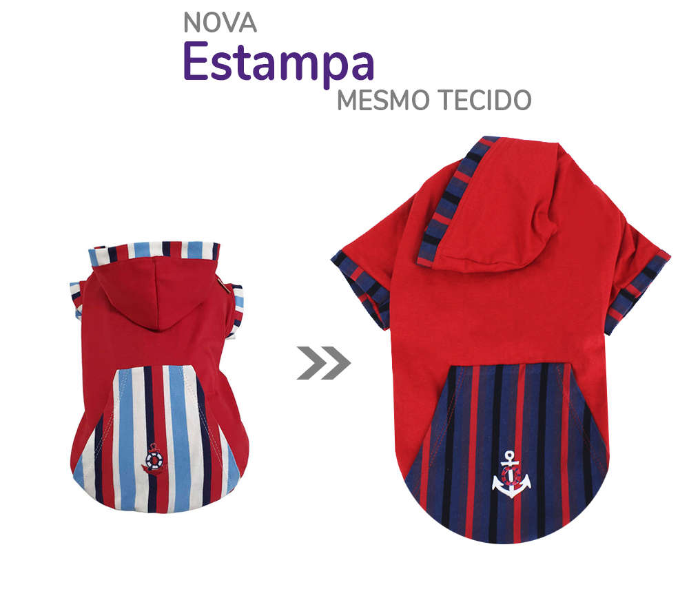 Blusa Malha Pickorruchos Navy com Capuz Vermelha - Tam. 02