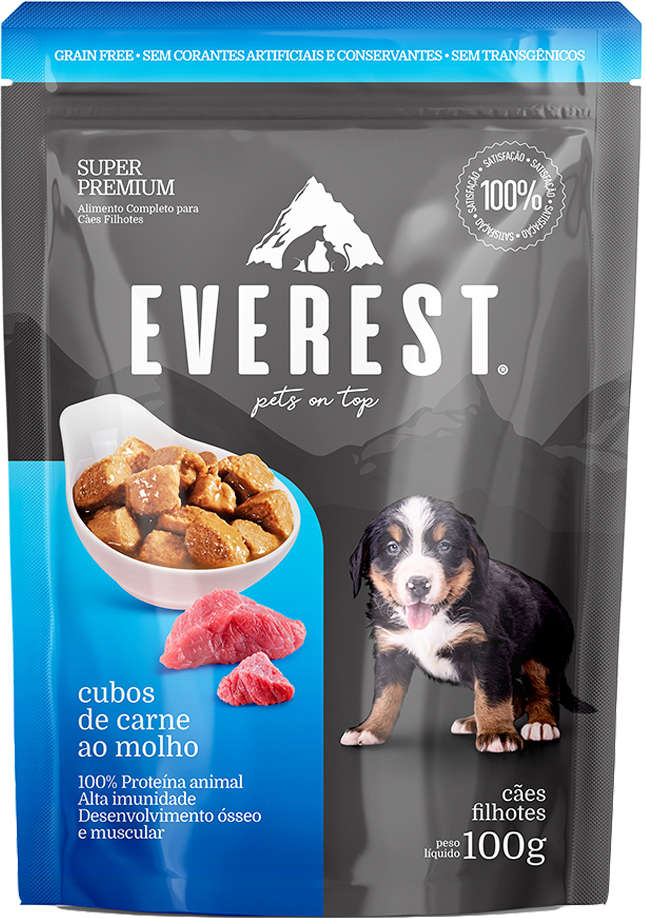 Ração Úmida Everest Cubos de Carne ao Molho para Cães Filhotes - 100 g