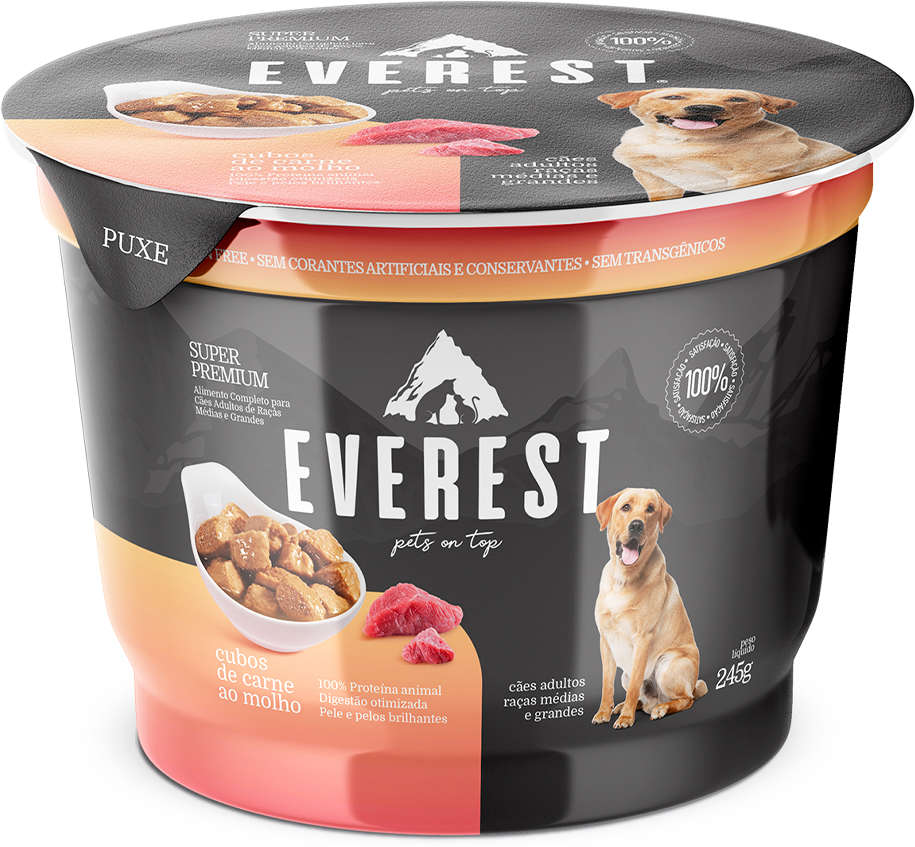 Ração Úmida Everest Cubos de Carne ao Molho para Cães Raças Médias e Grandes - 245 g